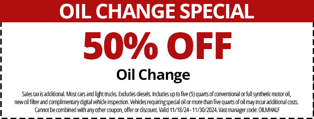 50% Off Oil Change